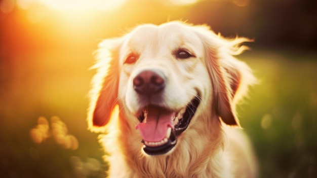 Pelaje dorado y cola que se mueve, esta adorable mascota llena el aire libre con pura felicidad y amor.