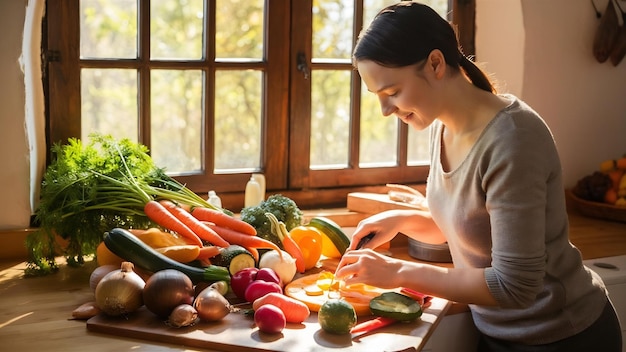 Pelar ou cortar legumes na cozinha