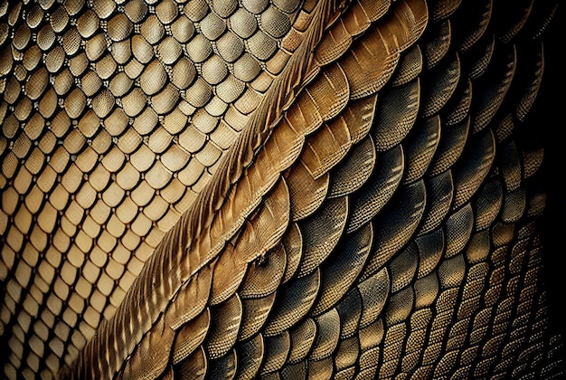 Pele de cobra Réptil Escamas de dragão Fundo de textura Gerativa Ilustração de IA