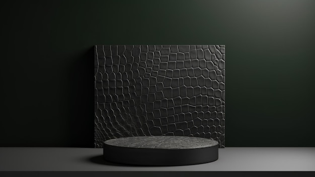 Pele de crocodilo Abstrato Pódio de produto minimalista O cenário para apresentação do produto Sala 3D com plataforma geométrica Pedestal de palco gerado por IA Maquete de pódio para um anúncio de produto