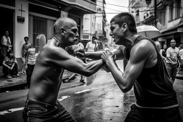 Pelea callejera entre hombres Generado por IA