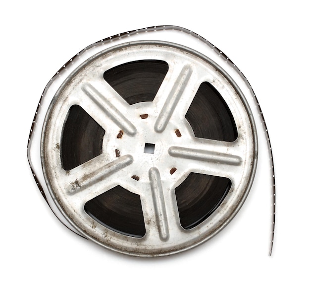 Película de película antigua en carrete de metal