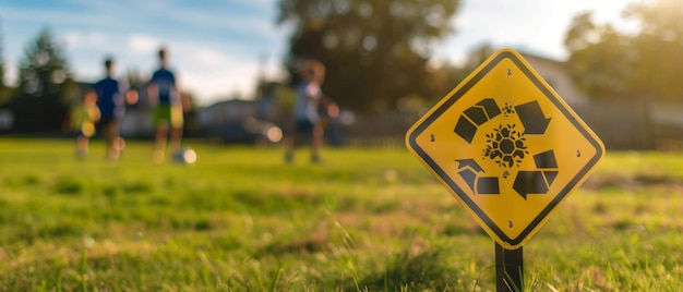 Los peligros de los pesticidas ignorando las advertencias en un patio lleno de fútbol