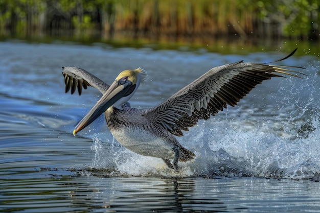 Pelikane landen auf dem Wasser Bird Island Indian River Lagoon Florida USA