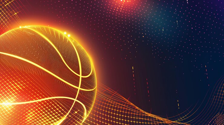 una pelota de baloncesto se muestra con las palabras " baloncesto " en la parte inferior