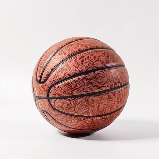 Una pelota de baloncesto que está sobre un fondo blanco.