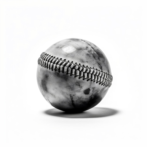 Foto una pelota de béisbol limpia sobre un fondo blanco al estilo de detalles fotorrealistas edward poynter pr