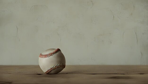 Una pelota de béisbol en una vieja mesa de madera