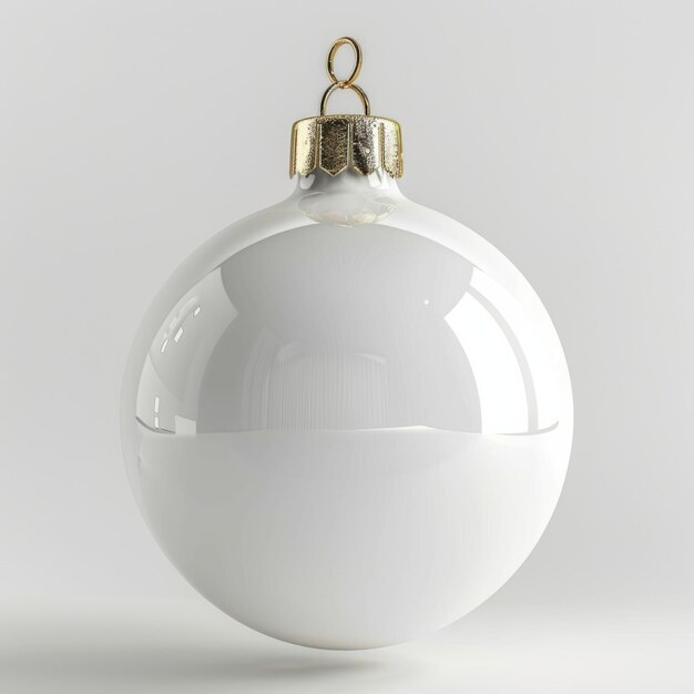 Foto una pelota blanca de navidad aislada sobre un fondo blanco sencillo