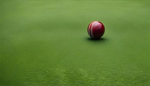 La pelota de cricket en el césped verde