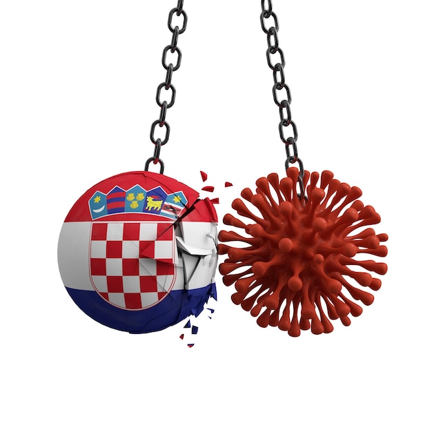 La pelota de Croacia se estrella contra un microbio de la enfermedad del virus d render