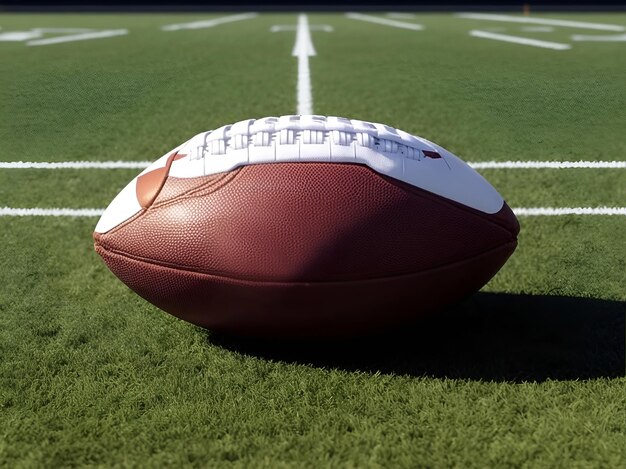 Una pelota de fútbol americano en el campo