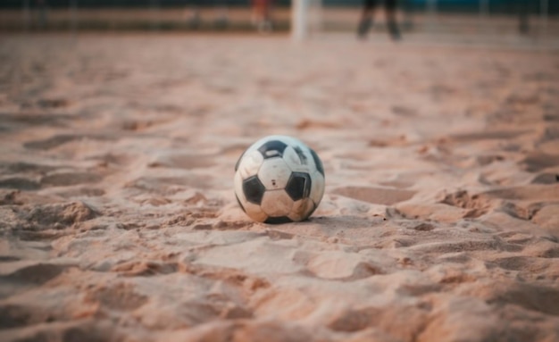 Una pelota de fútbol en la arena