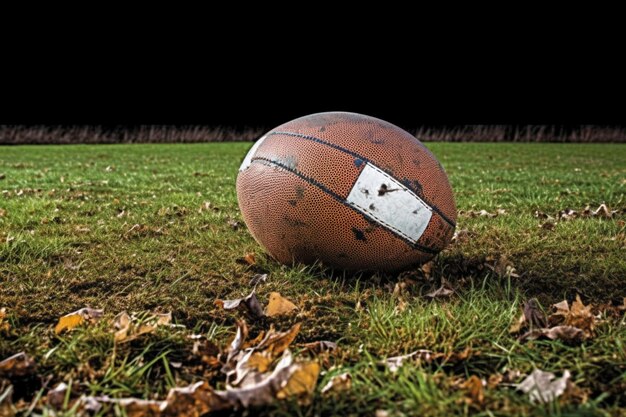 Foto una pelota de fútbol se encuentra en el césped de un campo con la palabra fútbol escrita.