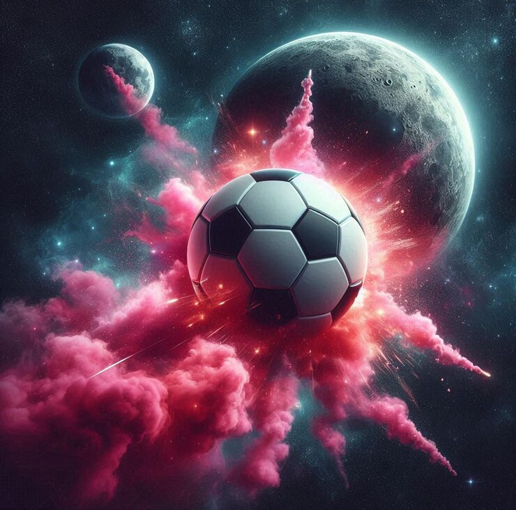 una pelota de fútbol con una estrella en el fondo
