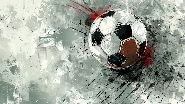 Foto una pelota de fútbol con una marca roja en la parte inferior
