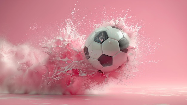 Foto la pelota de fútbol pateando por el aire