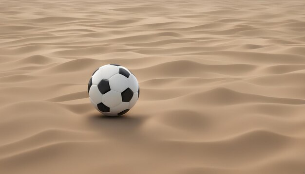 Una pelota de fútbol en una superficie de arena