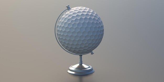 Pelota de golf Globo planeta Tierra sobre fondo blanco Ilustración 3d