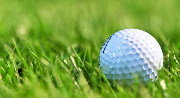 pelota de golf en un gran campo de golf verde