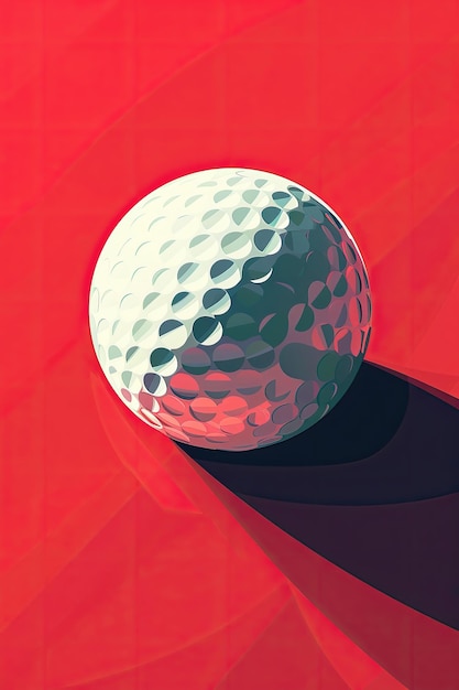 Una pelota de golf se muestra en un fondo rojo
