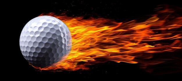 Foto la pelota de golf propulsada rápidamente crea un rastro ardiente a medida que se acelera a través del aire