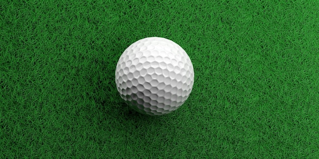 Pelota de golf de renderizado 3d sobre hierba