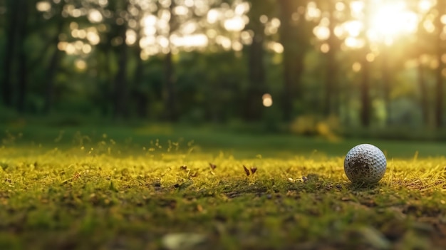 Pelota de golf en el tee de un campo de golf Ai generativo