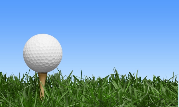 Pelota de golf en el tee en el campo de golf