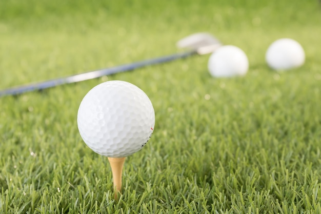 Pelota de golf en tee