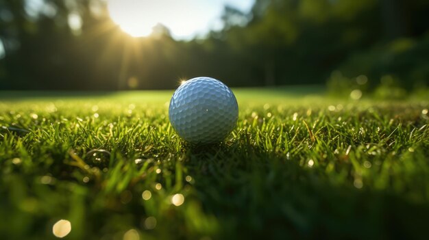 La pelota de golf en el verde