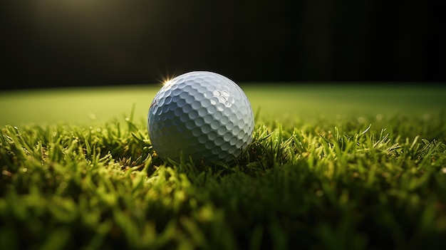 La pelota de golf en el verde