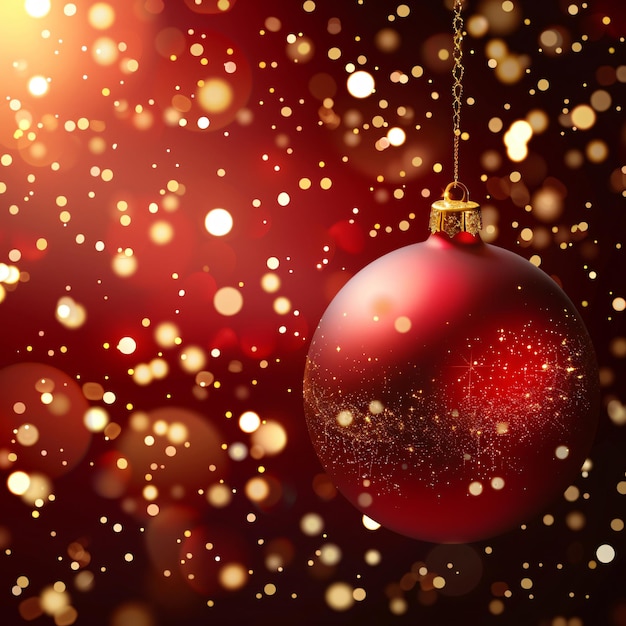 Foto una pelota de navidad roja colgando de una cuerda