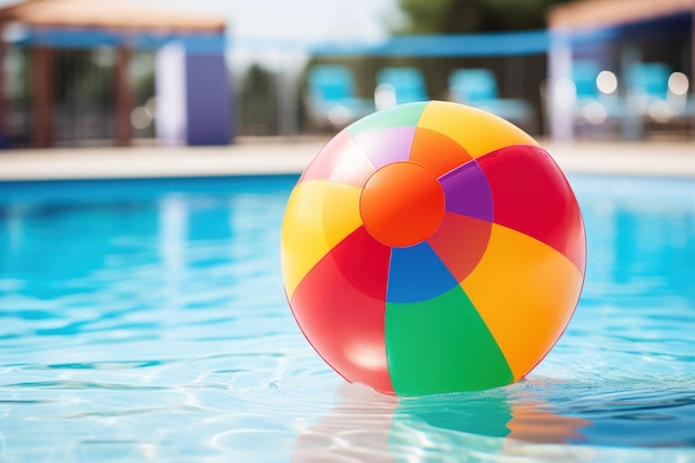 Pelota de playa colorida en el primer plano inflable del juguete de las vacaciones de verano del agua de la piscina