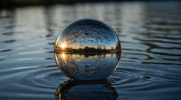 Foto una pelota que está flotando en el agua