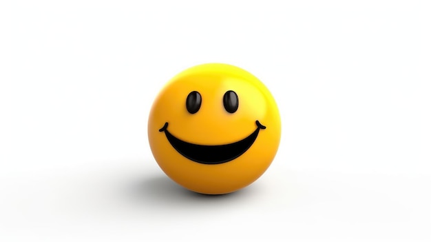 Una pelota sonriente con un fondo blanco y una cara sonriente negra.