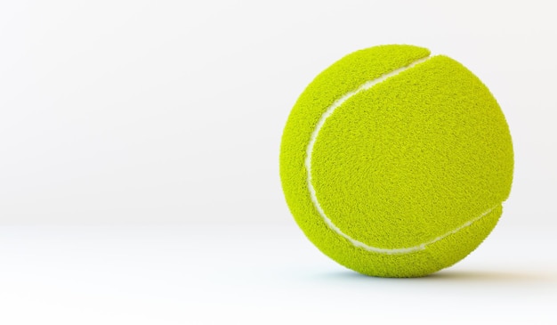 Pelota de tenis 3D realista con espacio de copia Pelota deportiva para tenis grande Banner horizontal 3D render