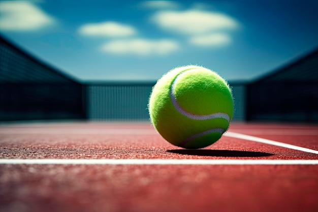 Pelota de tenis en la cancha de tenis