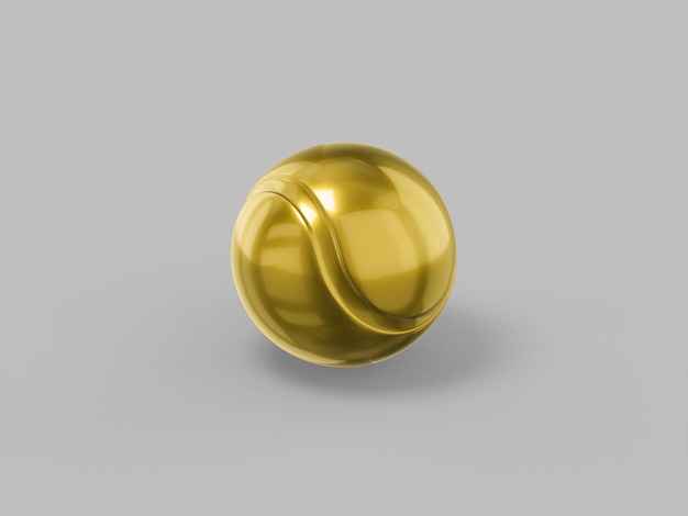 Pelota de tenis de color mono dorado sobre un fondo gris sólido Objeto de diseño minimalista icono de representación 3d elemento de interfaz ui ux