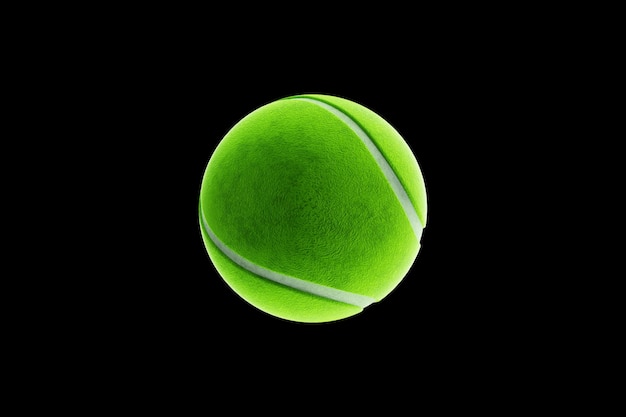 Una pelota de tenis de color salmón aislada en un fondo oscuro Copy Space 3D rendering ilustración 3D