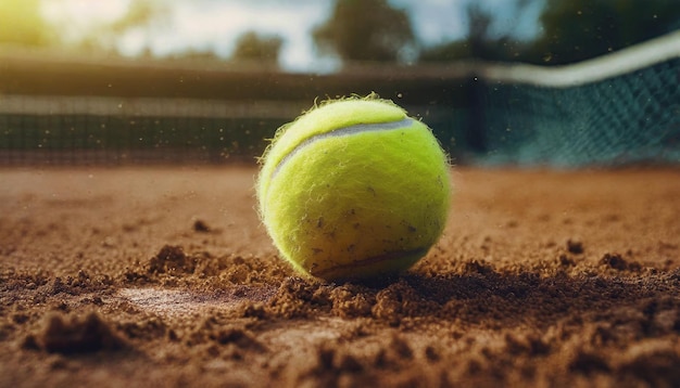 pelota de tenis en el polvo de ladrillo