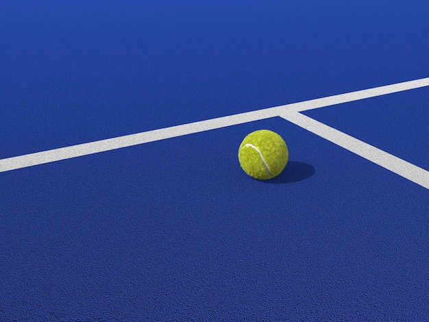 Foto pelota de tenis de remo en una cancha de tenis de remo azul deportes de raqueta