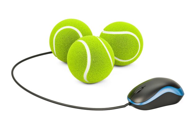 Pelota de tenis con renderizado 3D del ratón de la computadora