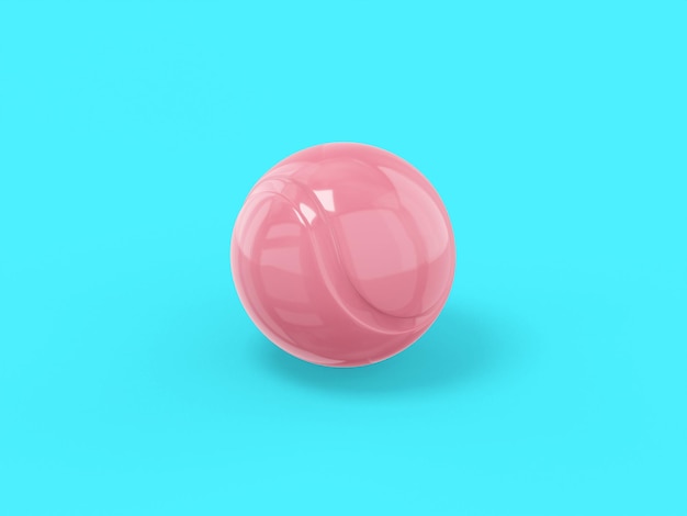 Foto pelota de tenis rosa de un color sobre un fondo plano azul objeto de diseño minimalista icono de representación 3d elemento de interfaz ui ux