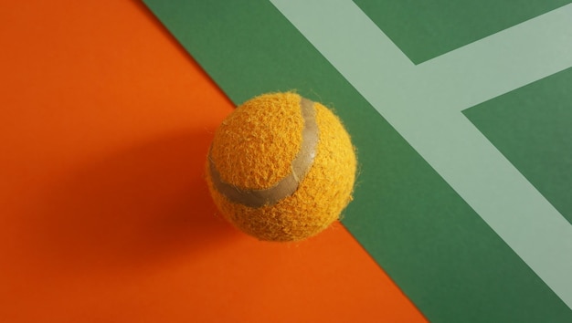 Foto pelota de tenis sobre fondo de color