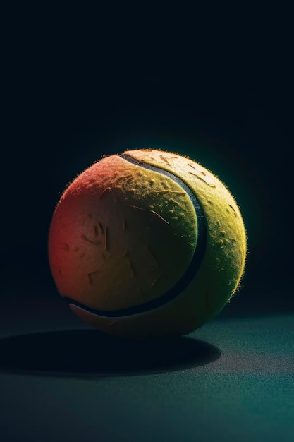 Pelota de tenis sobre fondo oscuro AI generado