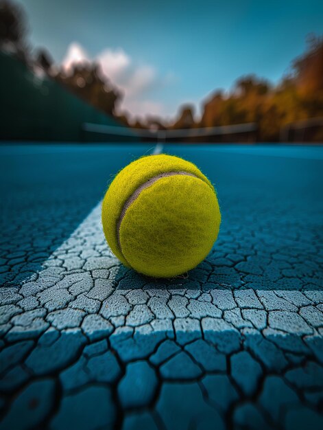 Foto una pelota de tenis en el suelo