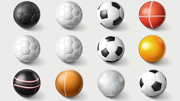 Foto pelotas deportivas realistas vector gran conjunto aislado