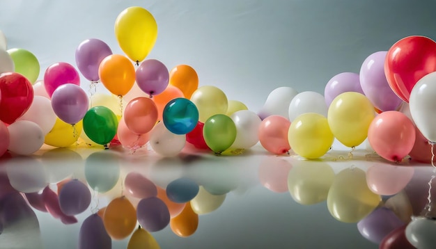 Pelotas multicolores en una habitación vacía