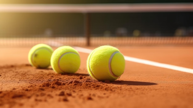 Pelotas de tenis en la cancha